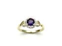 9ct Yellow Gold Amethyst & Diamond Cluster Ring