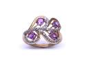 9ct Purple Sapphire & Zircon Leaf Ring