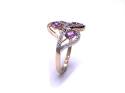 9ct Purple Sapphire & Zircon Leaf Ring