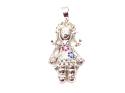 Silver Moveable CZ Ragdoll Pendant 50 x 24mm