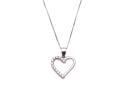 9ct White Gold CZ Heart Pendant & Chain