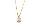 9ct Yellow Gold Diamond Cluster Pendant & Chain