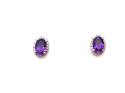 9ct White Gold Amethyst & Diamond Cluster Earrings