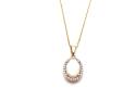 9ct Yellow Gold Opal & Diamond Pendant & Chain