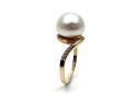 9ct Yellow Gold Created Pearl & CZ Ring