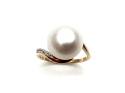 9ct Yellow Gold Created Pearl & CZ Ring