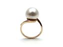 9ct Yellow Gold Created Pearl & CZ Ring