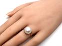 9ct Yellow Gold Created Pearl & CZ Ring