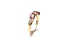 9ct Rose Apatite & Zircon 3 Stone Ring