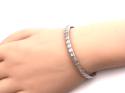 Silver Hinged Baguette CZ Bangle 58mm