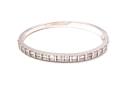 Silver Hinged Baguette CZ Bangle 58mm