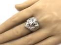 Silver Lion CZ Head Ring