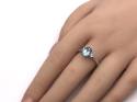 Silver Blue Topaz & CZ 3 Stone Ring