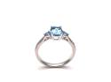 Silver Blue Topaz & CZ 3 Stone Ring