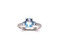 Silver Blue Topaz & CZ 3 Stone Ring