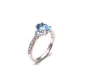 Silver Blue Topaz & CZ 3 Stone Ring