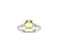 Silver Peridot & CZ 3 Stone Ring