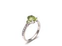 Silver Peridot & CZ 3 Stone Ring