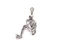 Silver CZ Eyes Thinking Skeleton Pendant