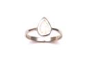 Silver White Opalique Tear Drop Ring