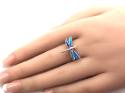 Silver Blue Opalique Dragonfly Ring