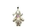 Silver CZ Moveable Ragdoll Pendant