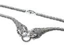 Silver Marcasite & CZ Panther Head Fancy Necklet