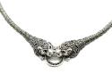 Silver Marcasite & CZ Panther Head Fancy Necklet