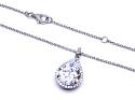 Silver CZ Teardrop Pendant & Chain