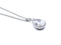 Silver CZ Teardrop Pendant & Chain