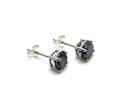 9ct White Gold Black Diamond Solitaire Earrings