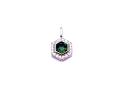 Silver Green & White CZ Hexagon Pendant