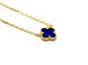 Silver Gold Plated Lapis Clover Pendant & Chain