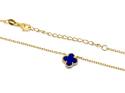 Silver Gold Plated Lapis Clover Pendant & Chain