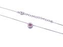 Silver Red & Clear CZ Cluster Pendant & Chain