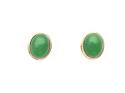 9ct Yellow Gold Oval Jade Stud Earrings