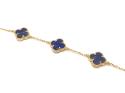 Silver Gold Plated Blue Lapis Clover Bracelet