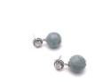 Silver Marcasite Jade & CZ Ball Drop Earrings