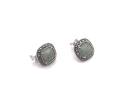 Silver Marcasite & Jade Stud Earrings