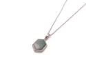 Silver Hexagonal Jade Pendant & Chain