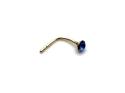 9ct Yellow Gold Blue CZ Nose Stud