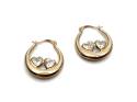 9ct Yellow Gold CZ Heart Hoop Earrings