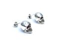 Silver Synthetic Ruby Skull Stud Earrings