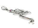 Silver Synthetic Ruby Thinking Skeleton Pendant