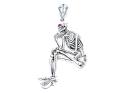 Silver Synthetic Ruby Thinking Skeleton Pendant