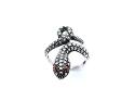 Silver Red CZ Eyes Twisted Cobra Ring