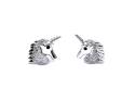 Silver CZ Unicorn Head Stud Earrings