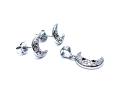 Silver CZ Moon Pendant & Stud Earrings Set