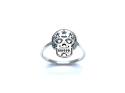 Silver Love Struck Sugar Skull Ring