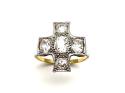 An Old Diamond 5 Stone Cross Ring